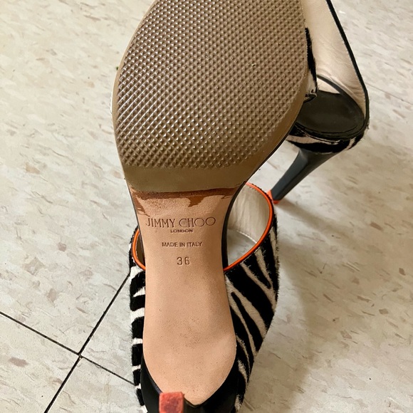 Stylish Jimmy Choo Medium Heel Zebra Print Mules - Picture 6 of 7
